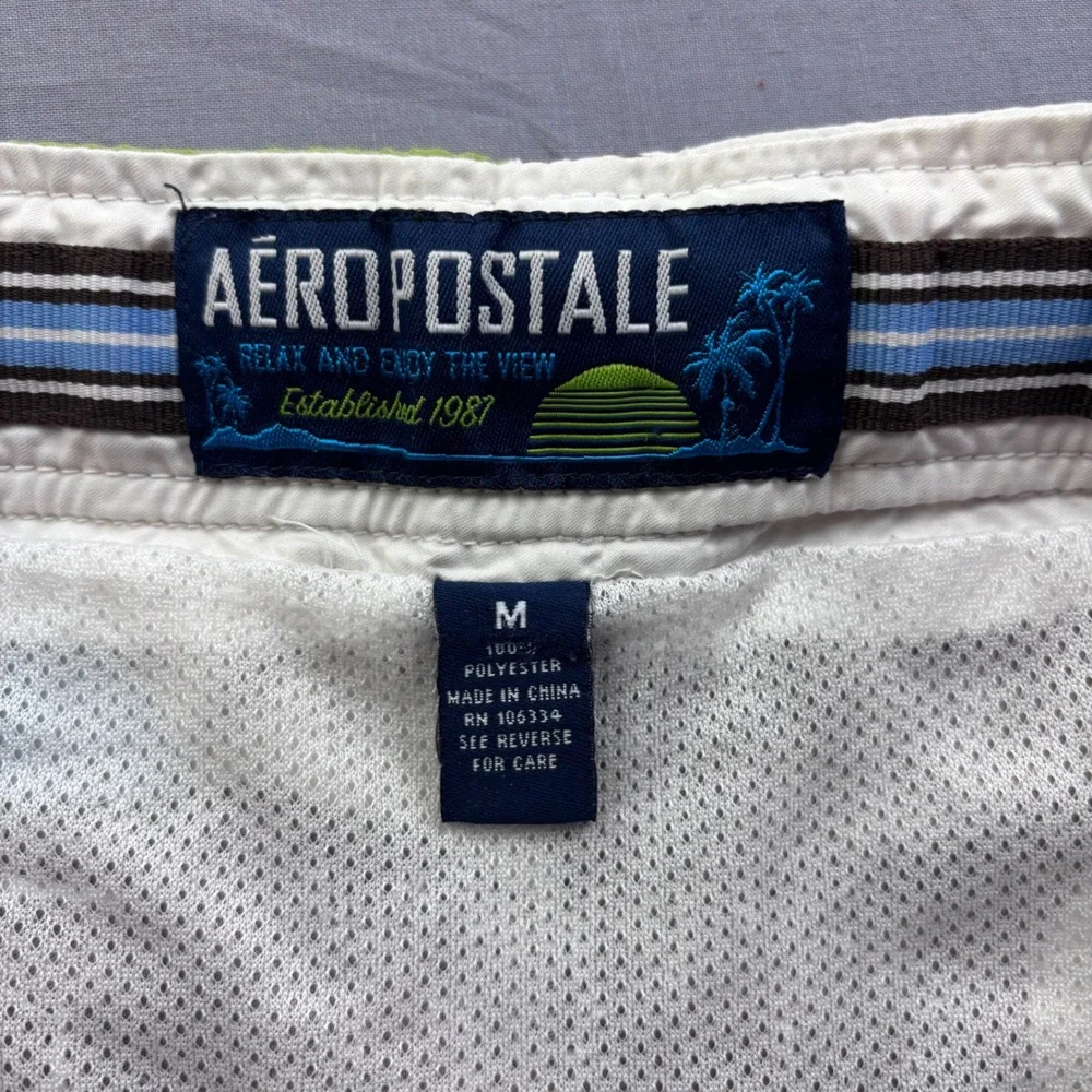 Aeropostale Mens Board Shorts Blue Brown Green Hibiscus Floral Cargo Trunks M